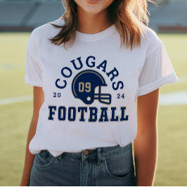 Anpassningsbar Football Mamma Navy Blue and Guld T Shirt