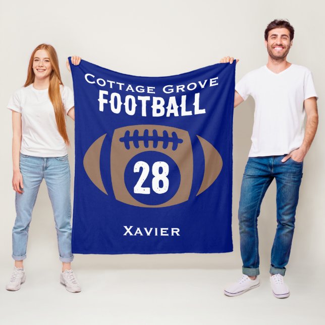 Anpassningsbar Football Namn, Number, School Fleecefilt (På plats)