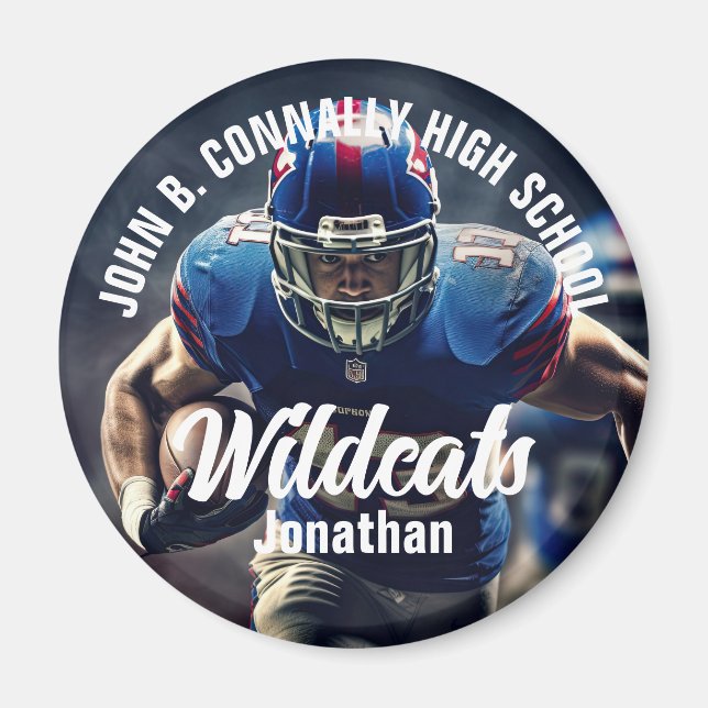 Anpassningsbar Football Player Photo High School S Magnet (Framsidan)