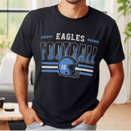 Anpassningsbar Football Team Blue and Black Manar T Shirt