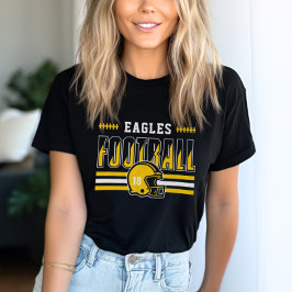Anpassningsbar Football Team Gult and Black Women' T Shirt