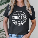 Anpassningsbar Football Team med Player Namn Numbe T Shirt<br><div class="desc">Anpassningsbar Front and Back Football T-Shirt - som visas i svart design har en snyggt runt logotyp med fotbollshjälmen stars och stripes. Anpassa med ditt fotbollslag namn,  jersey-nummer och efternamn. Innehåller en fotbollsaccent på baksidan.</div>