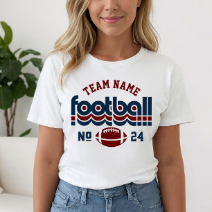 Anpassningsbar Football Team Mörk Red and Blue Wom T Shirt