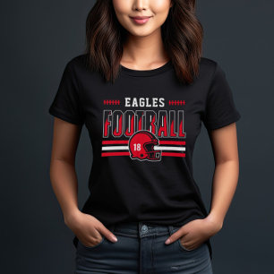 Anpassningsbar Football Team Red and Black Women's T Shirt