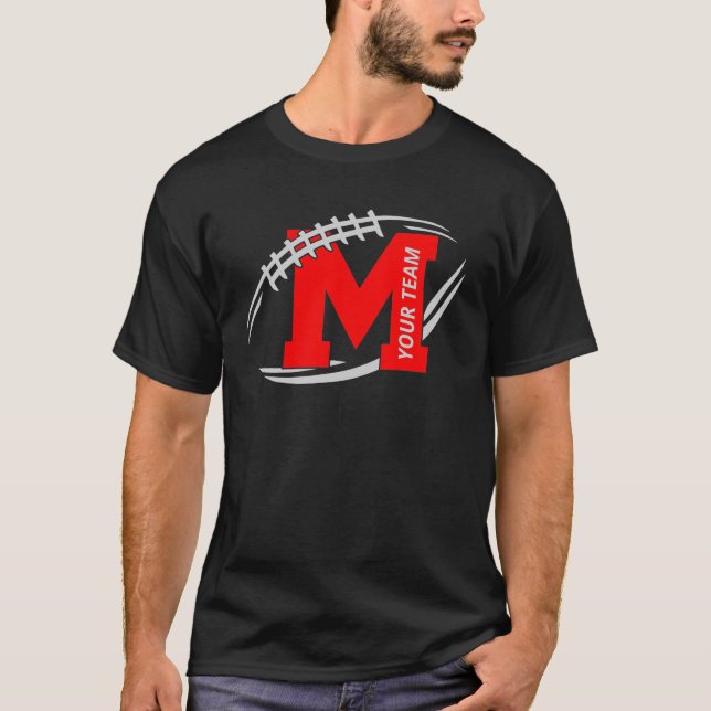 Anpassningsbar Football Team Shirt Brev M Football T (Framsida)