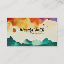 Anpassningsbar för abstraktens vattenfärg QR-kod Visitkort