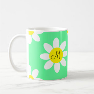 Anpassningsbar för akut Ljust grönt och vit Blommi Kaffemugg
