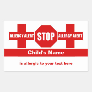 Anpassningsbar för Allergy Medical Alert Rektangulärt Klistermärke