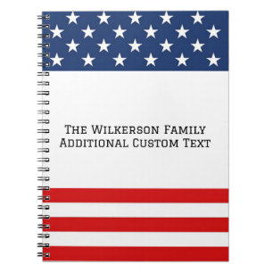 Anpassningsbar för amerikanska Flagga Family Namn Anteckningsbok