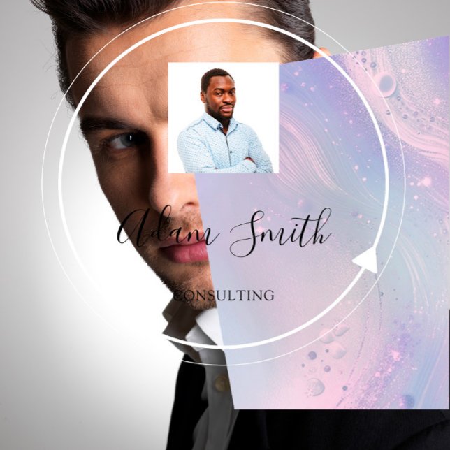 Anpassningsbar för Anpassningsbar av QRCode-Logoty Fyrkantigt Visitkort (QRCode Logo Custom Custom Photo Purple Square Business Card)