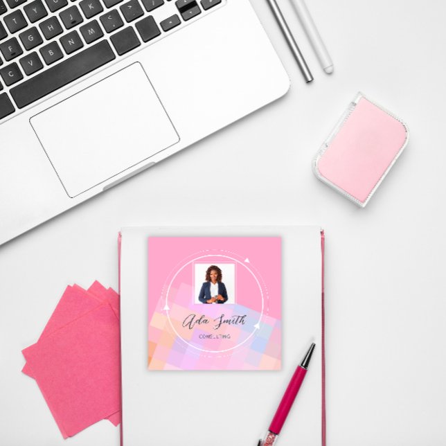 Anpassningsbar för Anpassningsbar av QRCode-Logoty Fyrkantigt Visitkort (QRCode Logo Custom Custom Photo Geometric Square B Square Business Card)