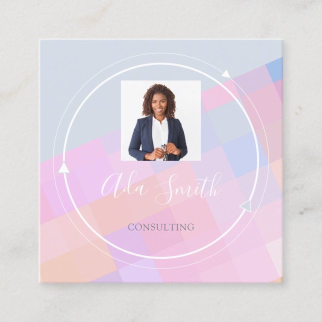 Anpassningsbar för Anpassningsbar av QRCode Logoty Fyrkantigt Visitkort (Framsida)