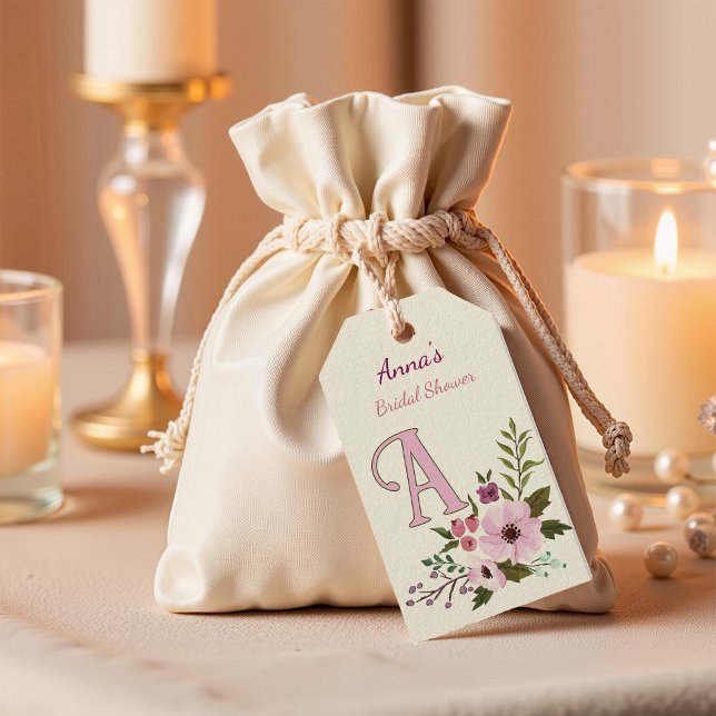 Anpassningsbar för antika Blommigtar Möhippa Monog Presentetikett (Skapare uppladdad)