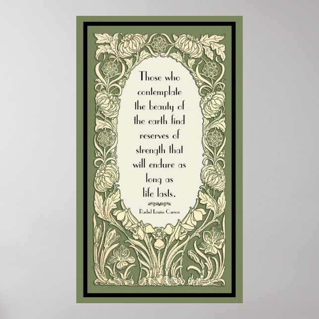 Anpassningsbar för art nouveau Flower Blommigt Grä Poster (Framsidan)