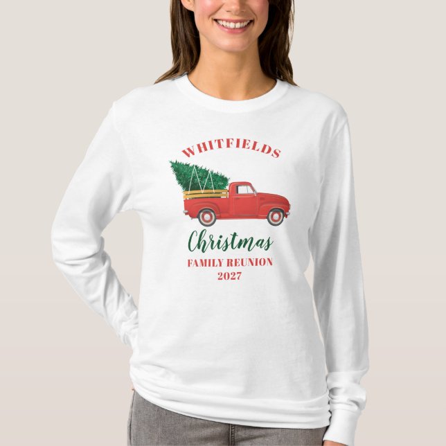 Anpassningsbar för återförening av Julrött Lastbil T Shirt (Framsida)
