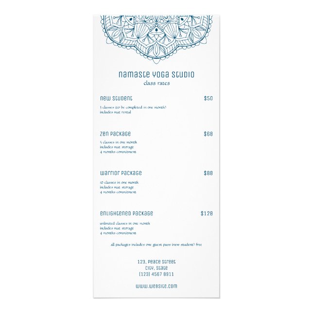 Anpassningsbar för  av  för professionell Teal Yog Reklamkort (Framsidan)