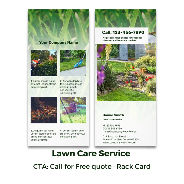 Anpassningsbar för  av Gräsmatta Care Services-inf Reklamkort (Lawn Care Services Information Custom Image Rack Card)