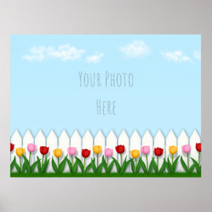 Anpassningsbar för  av vår Tulips White Picket Fen Poster
