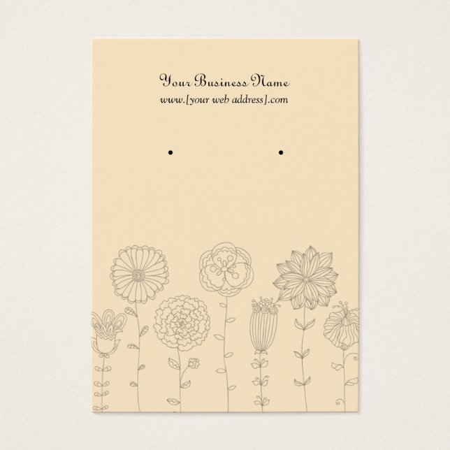 Anpassningsbar för avläsning av Cream Mod Flowers- Visitkort (Framsidan)