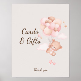 Anpassningsbar för babyuttagare för rosa Baby Bear Poster