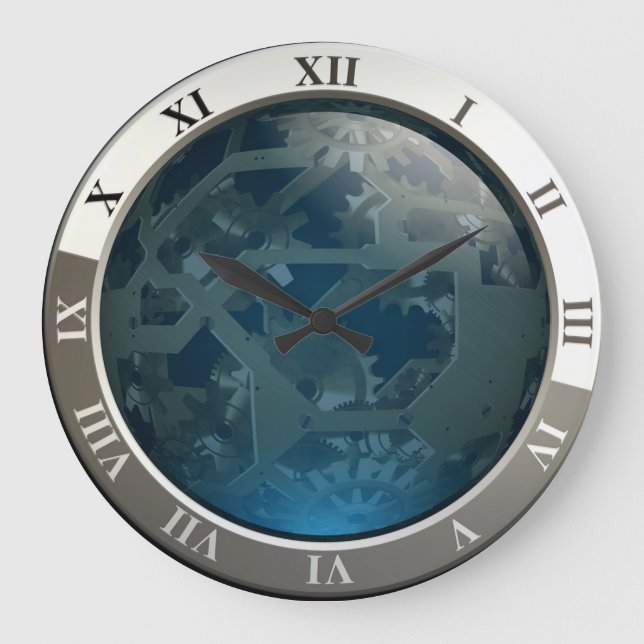 Anpassningsbar för blå krets och växlar stor klocka (Framsida)