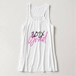 Anpassningsbar för Black Shock rosa Grad Year Chic Linne Med Racerback