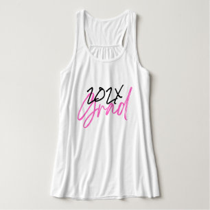 Anpassningsbar för Black Shock rosa Grad Year Chic Linne Med Racerback