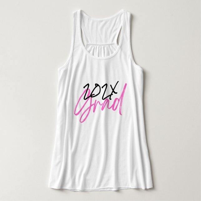 Anpassningsbar för Black Shock rosa Grad Year Chic Linne Med Racerback (Design framsida)