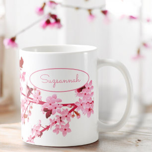 Anpassningsbar för Blommar av vacker Rosa Cherry Kaffemugg