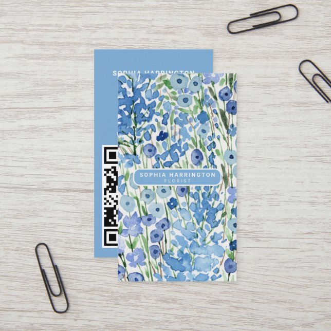 Anpassningsbar för Blommigt av abstrakt QR-kod Ska Visitkort (Fram/Back In Situ)