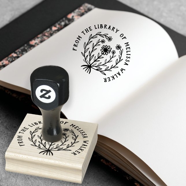 Anpassningsbar för Blommigt av akut Daisy Lägg til Stämpel (Cute Daisy Floral CUSTOM Add Your Text Library Book Belongs to BOOKPLATE EX LIBRIS Rubber Stamp
)
