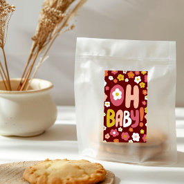 Anpassningsbar för Blommigt av BABY SHOWER Groovy  Rektangulärt Klistermärke