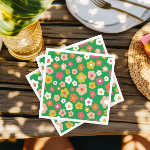 Anpassningsbar för Blommigt av FÖDELSEDAGSFEST för Pappersservett