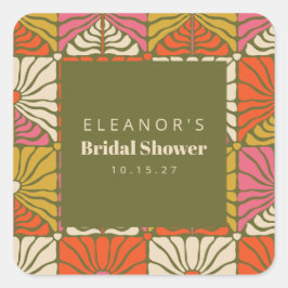 Anpassningsbar för Blommigt av Grönt för Groovy Vi Fyrkantigt Klistermärke