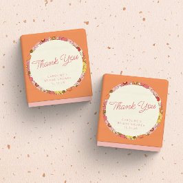 Anpassningsbar för Blommigt av Retro Boho Rosa Gul Runt Klistermärke