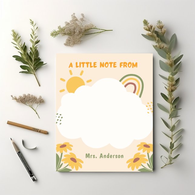 Anpassningsbar för blommigt av retro-regnbåge för  anteckningsblock (boho rainbow cute sunflower kindergarten notepad)