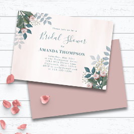 Anpassningsbar för Blommigt av rosa Möhippa Elegan Inbjudningar