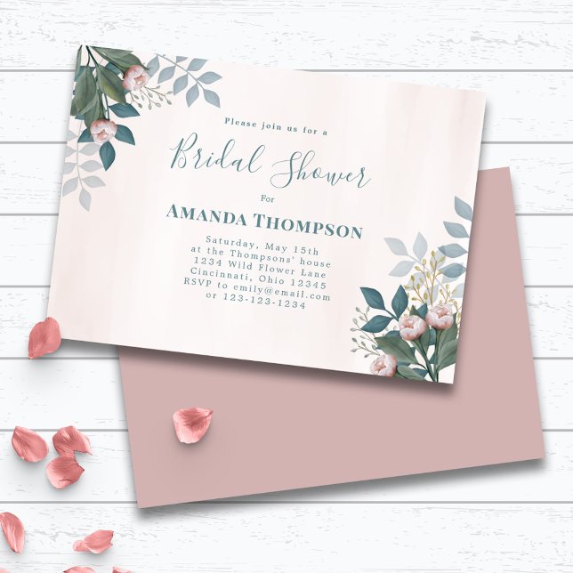 Anpassningsbar för Blommigt av rosa Möhippa Elegan Inbjudningar (Bridal shower custom invitation.)