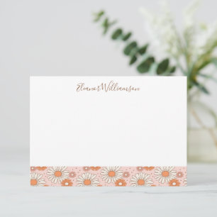 Anpassningsbar för Boho Retro Pastel Rosa Blommigt Tack Kort