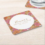 Anpassningsbar för Boho Script Ochre Rosa Blommigt Underlägg Papper Kvadrat<br><div class="desc">Anpassningsbarna Möhippa på Boho Script Earthy Ochre Orange Blommigt  Square Papper Underlägg</div>