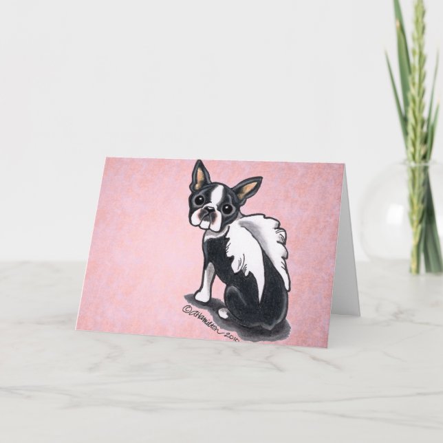 Anpassningsbar för Boston Terrierängel Kort (Framsida)