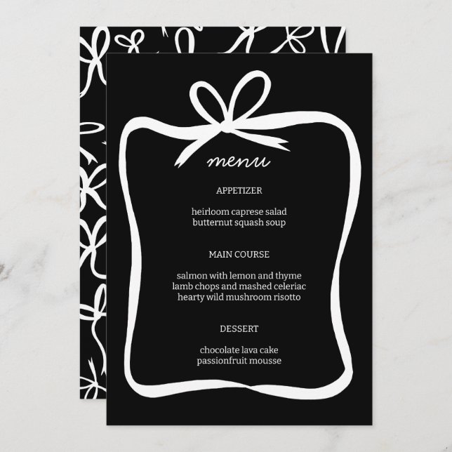 Anpassningsbar för Bow Ribbon Ram Elegant Möhippa Meny (Fram/baksida)