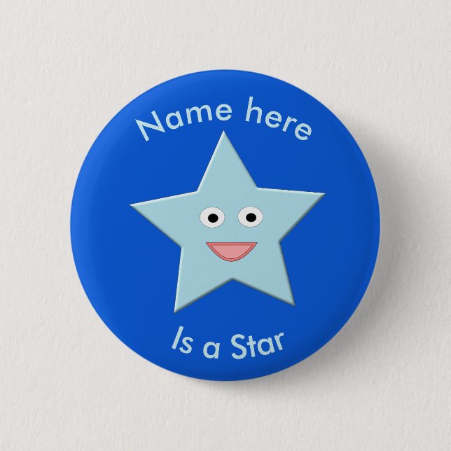 Anpassningsbar för Bright Blue Firande Star Knapp (Framsida)