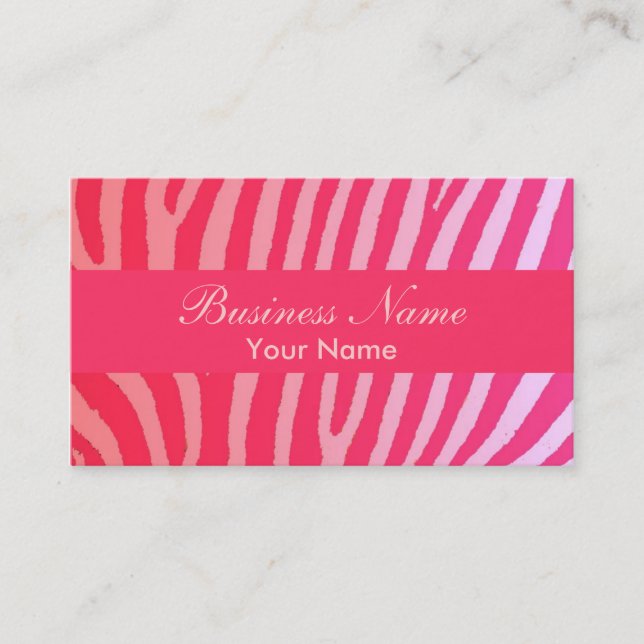 Anpassningsbar för Bright rosa zebra ränder Visitkort (Framsida)