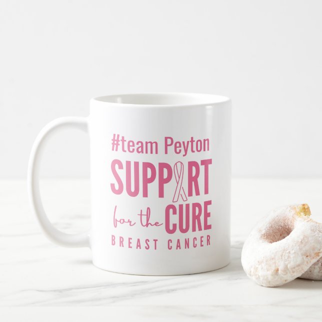 anpassningsbar för bröstcancer #team namn stöder b kaffemugg (Med munk)