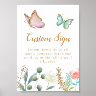 Anpassningsbar för Butterfly Garden Baby Shower Poster