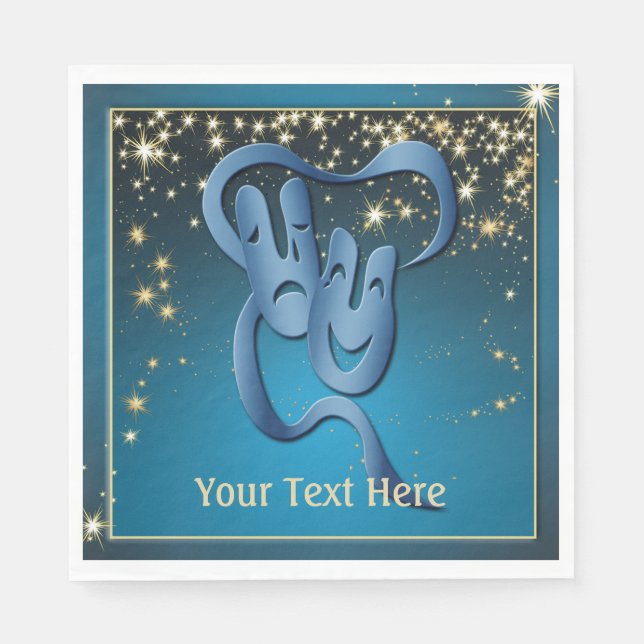 Anpassningsbar för Comedy Tragedy Blue Theater Mas Pappersservett (Framsidan)