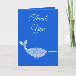 Anpassningsbar för Cute Blue Pojke Narwhal Baby Sh Kort