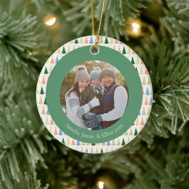 Anpassningsbar för Cute Julgran Red Grönt-familjen Julgransprydnad Keramik (Träd)