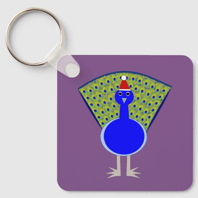 Anpassningsbar för den fantastiska julpeacock nyckelring (Framsida)